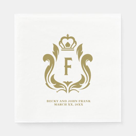 F Initiales Gold-Wappen Serviette (Vorderseite)