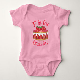 F is for Fraisier Strawberry Cake French Pastry Baby Strampler
