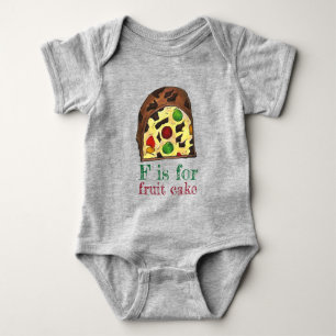 F is for Fruit Cake Christmas Fruitcake Slice ABCs Baby Strampler