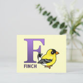 F ist für Finch Postkarte (Stehend Vorderseite)