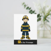 F ist für Fireman Postcard Postkarte (Stehend Vorderseite)