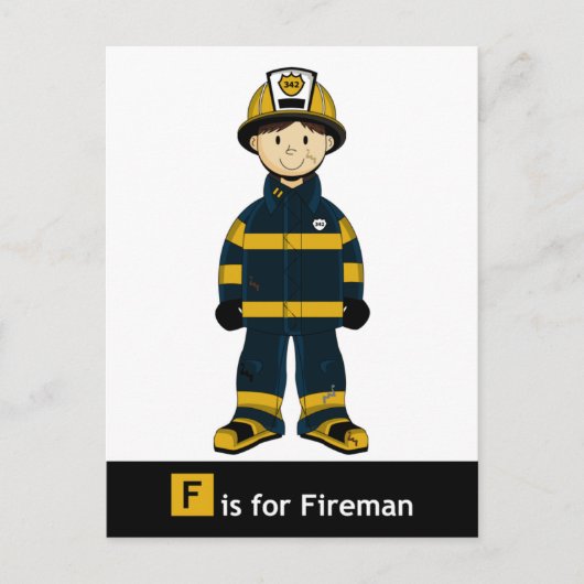 F ist für Fireman Postcard Postkarte (Vorderseite)