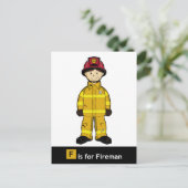 F ist für Fireman Postcard Postkarte (Stehend Vorderseite)