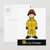 F ist für Fireman Postcard Postkarte (Vorne/Hinten)