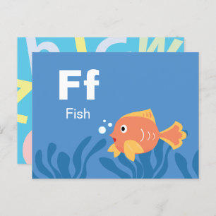 F ist für Fisch - Alphabet Flash Card Postkarte