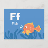 F ist für Fisch - Alphabet Flash Card Postkarte (Vorderseite)
