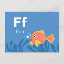 F ist für Fisch - Alphabet Flash Card Postkarte