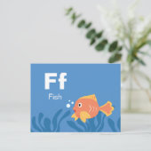 F ist für Fisch - Alphabet Flash Card Postkarte (Stehend Vorderseite)