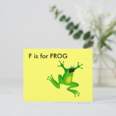 "F" ist für Frog Alphabet Flashcard Postkarte (Stehend Vorderseite)