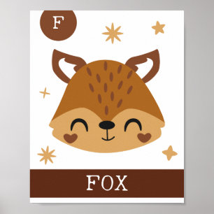 F ist für Fuchs, Kinderzimmer, Schlafzimmer, Kinde Poster