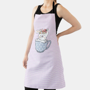 F&L Bunny in A Cup on Gingham All-Over Print Schür Schürze