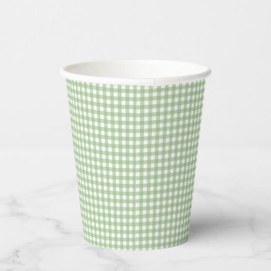 F & L Dark Green Gingham Pappbecher (Rechts)
