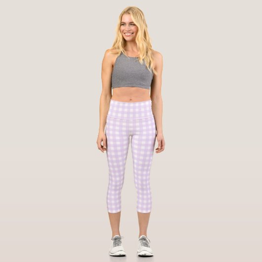 F & L Lila Gingham Capri Leggings (Vorderseite)