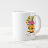 F Letter Gold Monogram | Rosa Gelb Florals grün Jumbo-Tasse (Vorderseite Rechts)