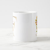 F Letter Gold Monogram | Rosa Gelb Florals grün Jumbo-Tasse (Vorderseite)