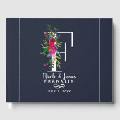 F Letter Initial Monogram Floral Name Wedding Gästebuch (Vorderseite)