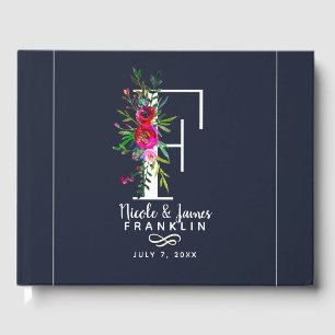 F Letter Initial Monogram Floral Name Wedding Gästebuch