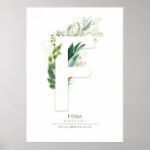 F Letter Monogram Gold Greenerage Foliage Chic Poster (Vorne)
