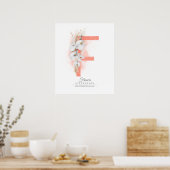 F Letter Monogram White Orchias and Pampas Grass Poster (Küche)