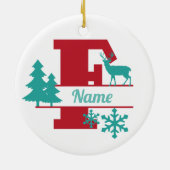 F Monogram Anfangs Christmas Holiday Tree Ornament (Hinten)