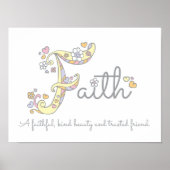 F monogram Art Faith Girls Name bedeutet Plakat (Vorne)