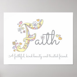 F monogram Art Faith Girls Name bedeutet Plakat