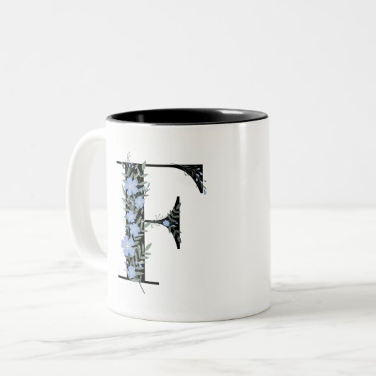 F Monogram Classic Black and White Zweifarbige Tasse (Vorderseite Links)