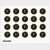 F: Monogram F Elegant Gold und Black Sticker (Blatt)