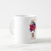 F Monogram Floral Burgund Red and Navy Blue Kaffeetasse (Vorderseite Links)