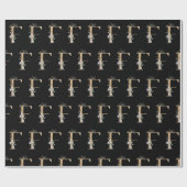 F Monogram Floral Wrapping Paper Geschenkpapier (Flach)