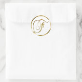 F Monogram Imitate Gold Umschlag oder Günstige Sie Runder Aufkleber (Tasche)