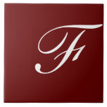 F Monogram Initial White on Maroon Fliese<br><div class="desc">Classic White Letter Monogram on Dark Red Background,  F.</div>