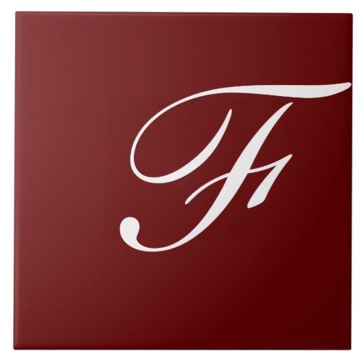 F Monogram Initial White on Maroon Fliese (Vorderseite)