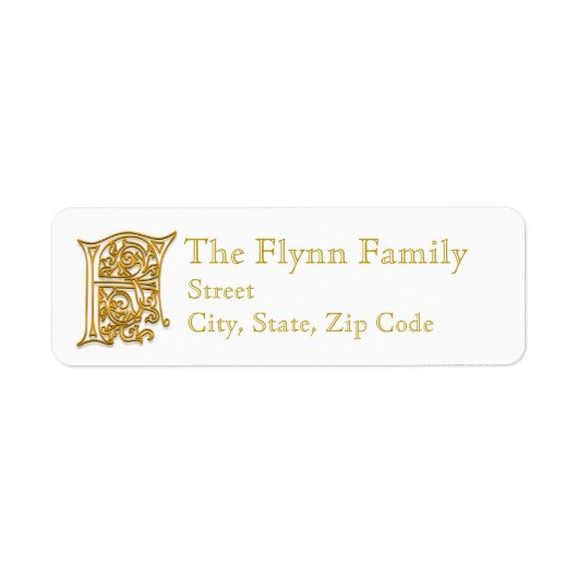 F Monogram "Irish Gold" Designadresse Labels (Vorne)