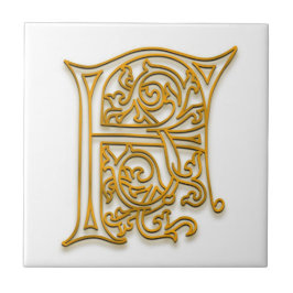 F Monogram "Irish Gold" Keramik Tile Fliese