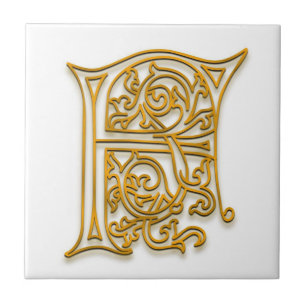 F Monogram "Irish Gold" Keramik Tile Fliese