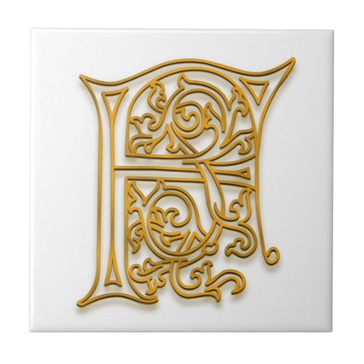 F Monogram "Irish Gold" Keramik Tile Fliese (Vorderseite)