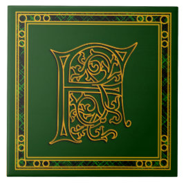 F Monogram "Irish Gold on Green" Keramik Tiles Fliese