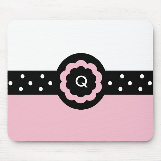 F: Monogram Q Dotted Pink & White Mousepad (Vorne)