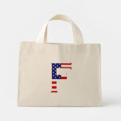 F Monogram überlagert sich auf der Flag-Seite der  Mini Stoffbeutel (Rückseite)