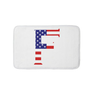 F Monogram überlagert sich auf der Flagge der USA Badematte