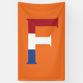 F Monogram überlagert sich auf der NLD-Flagge auf  Banner