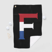 F Monogram überlagert sich auf der NLD-Flagge auf  Golfhandtuch (Insitu)