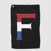F Monogram überlagert sich auf der NLD-Flagge auf  Golfhandtuch (Vorderseite)