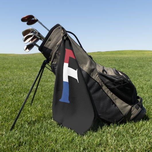 F Monogram überlagert sich auf der NLD-Flagge auf  Golfhandtuch (Gras)