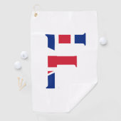 F Monogram überlagert sich auf der Union Jack Flag Golfhandtuch (Insitu)