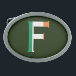 F Monogram überlagert sich auf irischer Flagge Ovale Gürtelschnalle<br><div class="desc">F Monogram überlagerte sich auf Irish Flag Gürtelschnalle Design © Trinkets and Things 2017 - AHP Design. Alle Rechte vorbehalten.</div>