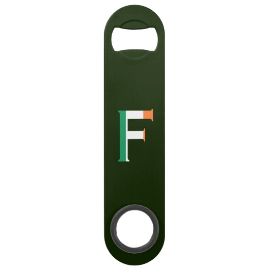 F Monogram überlagert sich auf irischer Flagge Speed Flaschenöffner (Vorderseite)