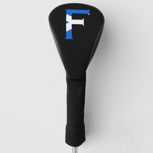F Monogram überlagert sich auf schottischer Flagge Golf Headcover (Vorderseite)