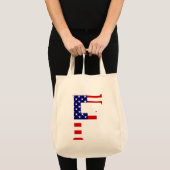 F Monogram überlagert sich auf US Flag Gtcnt Tragetasche (Vorderseite (Produkt))